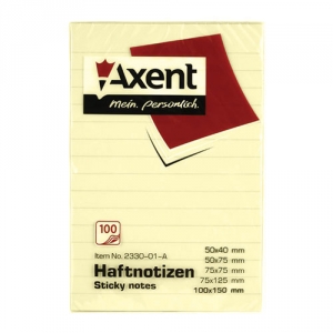 Блок бумаги Axent с липким слоем 100x150мм, 100л, линия