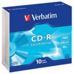 Диск CD-R Verbatim 700MB/80min 52X, 10 штук, Color Slim