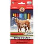 Карандаши цветные KIN Triocolor Jumbo "Horses" , 24шт. треугольные