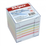 Блок бумаги Skiper 90х90мм, 900 листов, непроклеенный, Микс, пластиковый пенал